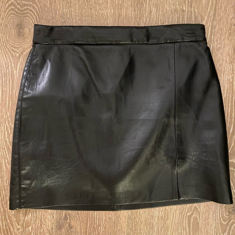 Wilfred leather mini skirt with slit